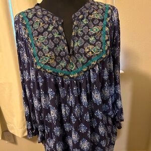 Lucky Blouse Blue Bohemian 3X